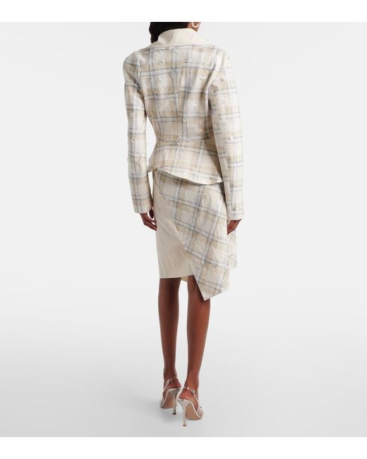 Vivienne Westwood White Infinity Tartan Cotton Midi Skirt