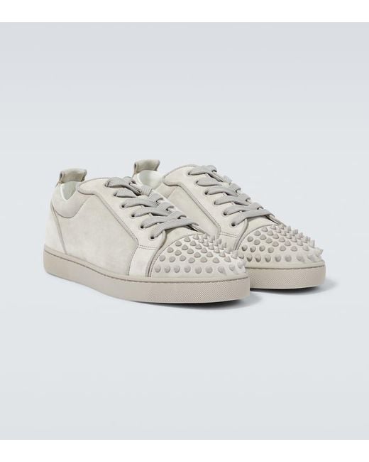 Christian Louboutin Gray Louis Junior Spikes Suede Sneakers for men