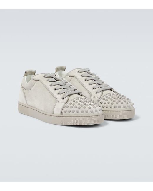 Christian Louboutin Sneakers Louis Junior Spikes Aus Veloursleder in Gray für Herren