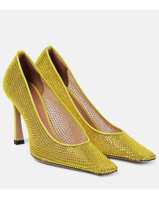 The Attico Yellow Juno 95 Embellished Pumps