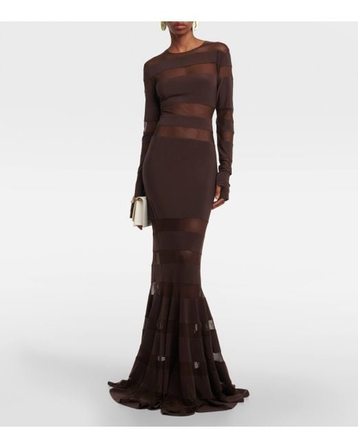 Norma Kamali Brown Spliced Dress Fishtail Gown
