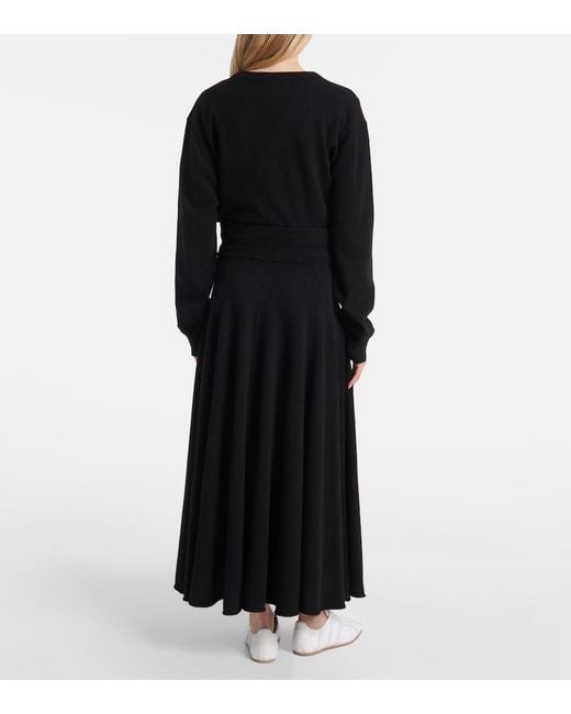 Extreme Cashmere Black N°313 Twirl Cashmere-Blend Maxi Skirt