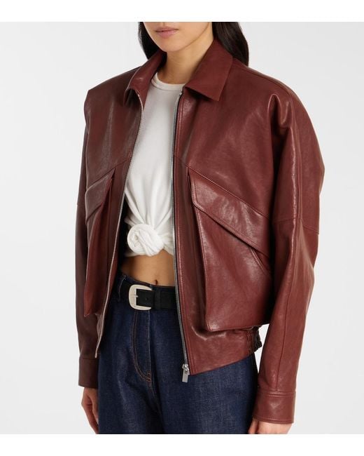 Magda Butrym Red Leather Bomber Jacket