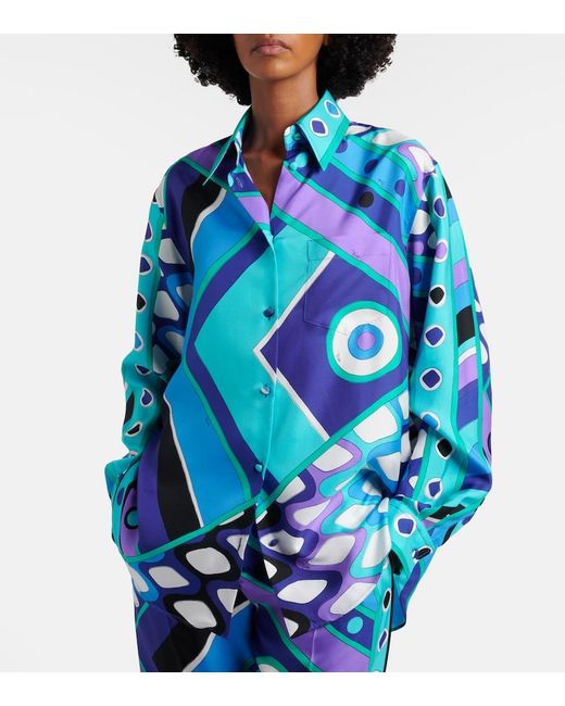 Emilio Pucci Blue Vivara Silk Twill Shirt