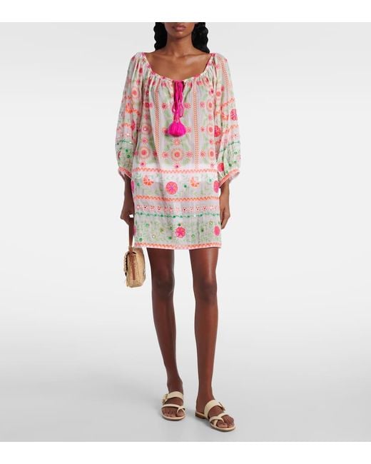 Juliet Dunn Multicolor Printed Cotton Beach Dress