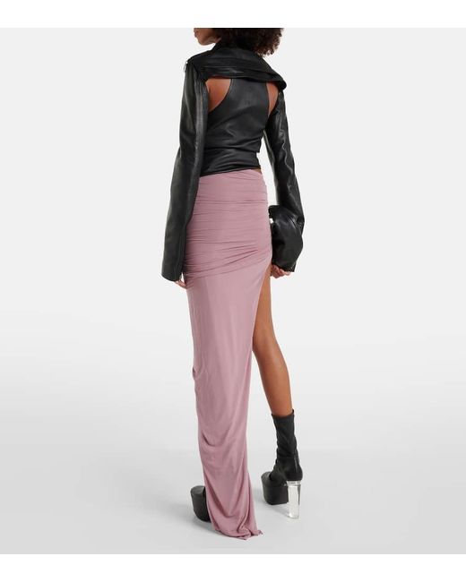 Falda larga asimetrica de mezcla de cupro Rick Owens de color Pink