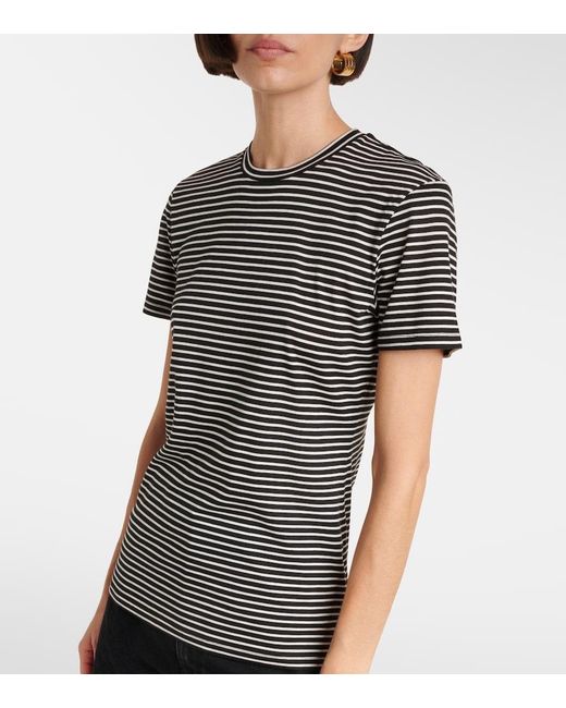 Nili Lotan Black Lana Striped Cotton-Blend T-Shirt