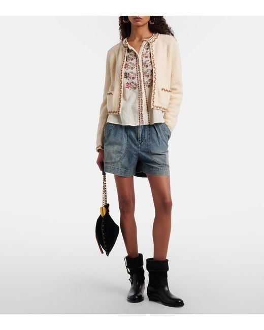 Isabel Marant Natural Rochelle Wool-Blend Tweed Cardigan