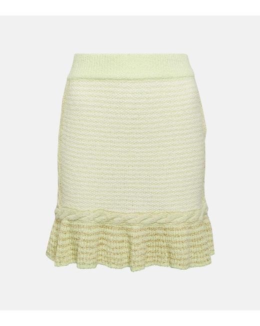 LoveShackFancy Green Heiress High-rise Tweed Miniskirt