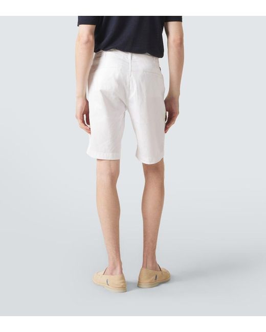 Vilebrequin White Cotton-Blend Satin Bermuda Shorts for men