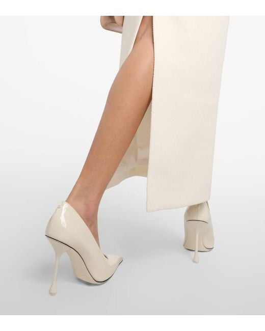 Jimmy Choo White Ixia 95 Patent Leather Pumps