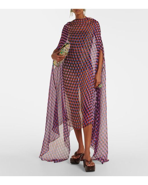 Dries Van Noten Purple Polka-Dot Silk Satin Midi Dress