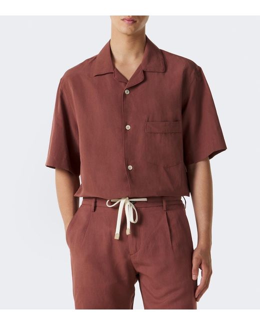 Eleventy Red Bowling Shirt for men