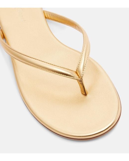 Gianvito Rossi Natural Calypso Metallic Leather Thong Sandals