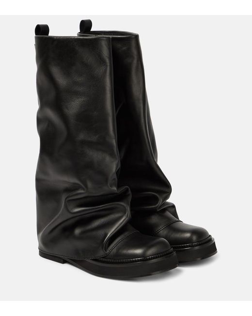 The Attico Black Robin Leather Combat Boots