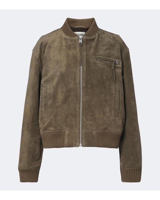 Arma Green Elysia Suede Bomber Jacket