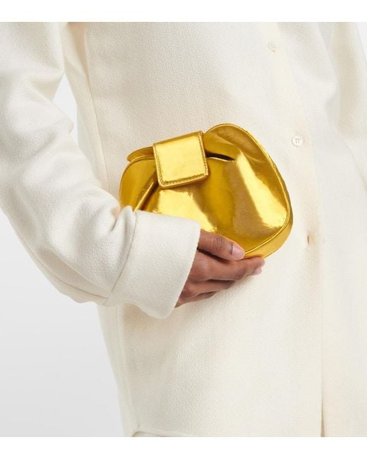 Gabriela Hearst Yellow Soft Demi Satin Clutch