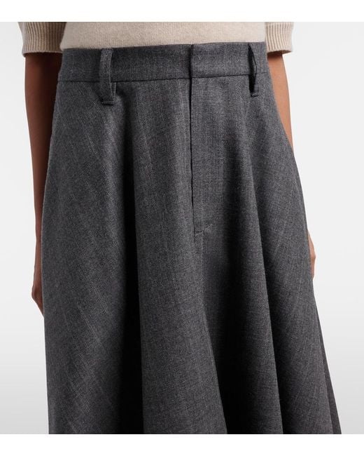 Brunello Cucinelli Gray Virgin Wool Midi Skirt