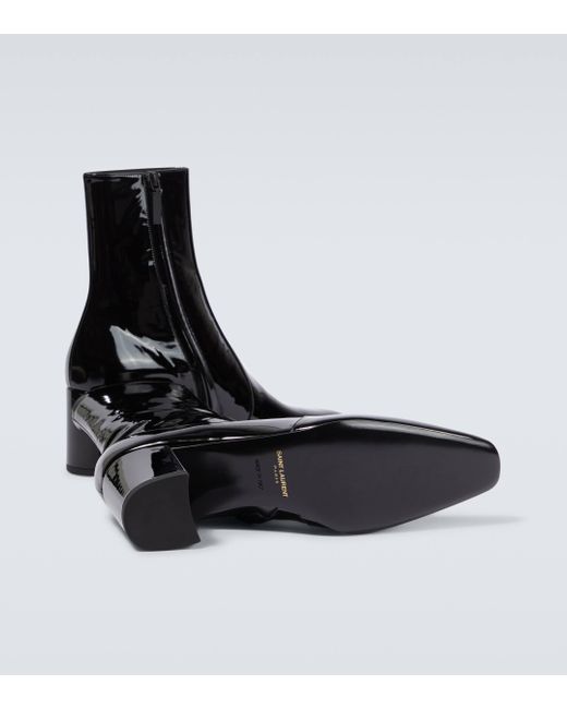 Saint Laurent Black Xiv Patent Leather Ankle Boots for men