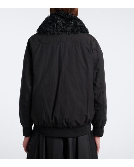Moncler Black Rougequeue Shearling-Trimmed Down Jacket