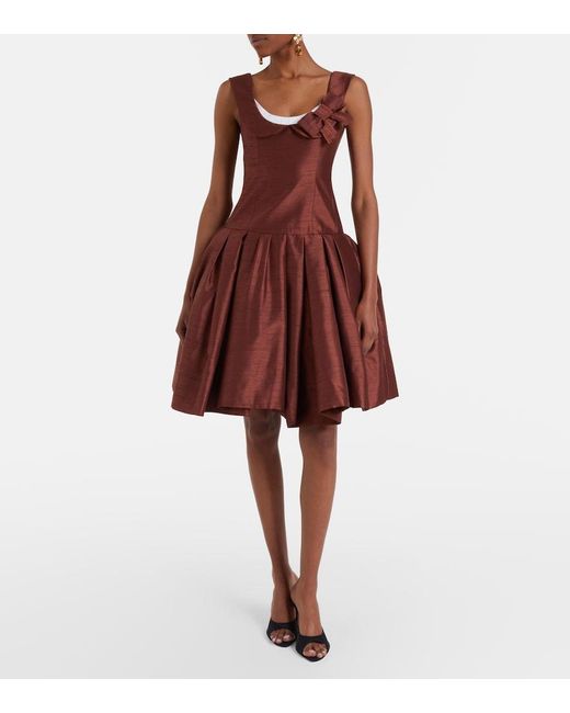 ShuShu/Tong Brown Bow-Detail Mini Dress