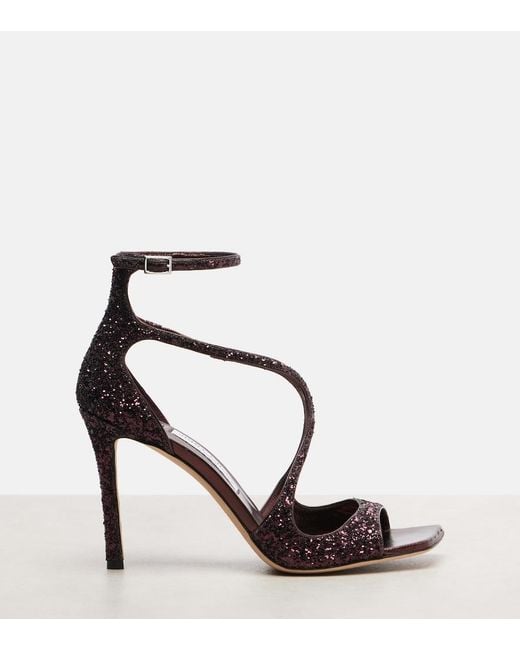 Jimmy Choo Brown Azia 95 Glitter Sandals