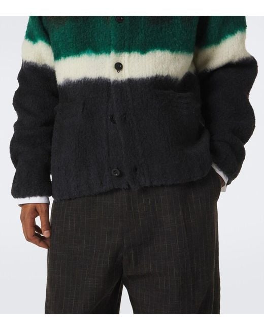 Sacai Green Wool-Blend Polo Sweater for men