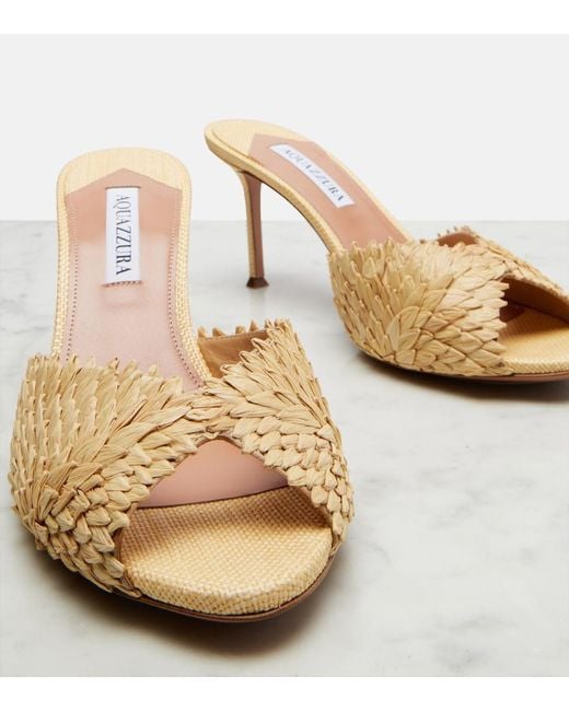 Aquazzura Natural Rio Flirt Raffia Mules