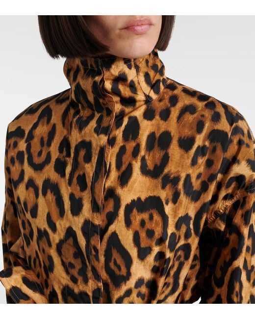 Alaïa Brown Animal-Print Taffeta Trench Coat