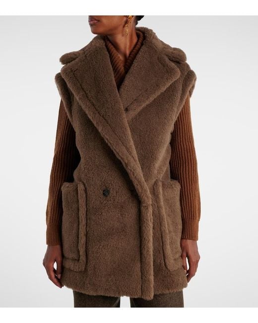 Max Mara Brown Alpaca, Wool, And Silk Teddy Vest