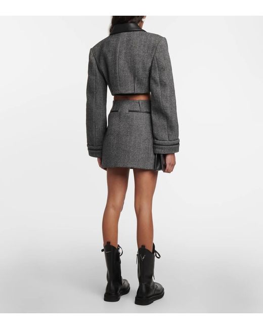 Jonathan Simkhai Gray Cropped-Blazer Clare Aus Einem Wollgemisch