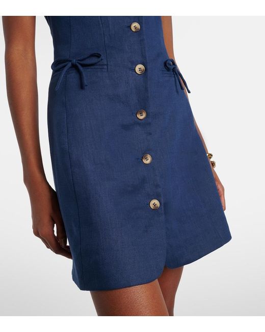 Vestido Corto Sabine De Lino Posse de color Blue