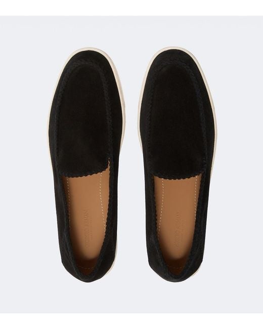 Giorgio Armani Black Galleria 3 Suede Slip-On Shoes for men