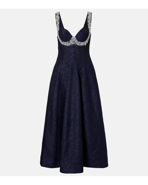 Vestido Midi Charlotte De Jacquard Adornado Jonathan Simkhai de color Blue