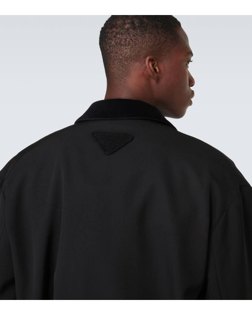 Prada Black Virgin Wool Bomber Jacket for men