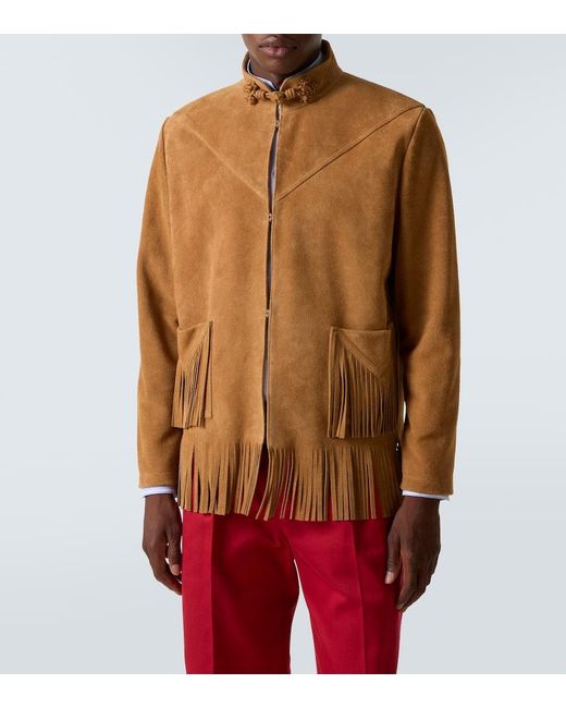 Valentino Brown Fringed Suede Jacket for men