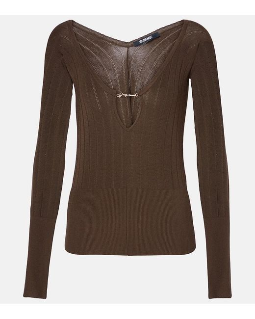 Jacquemus Brown Top Pralu Aus Rippstrick