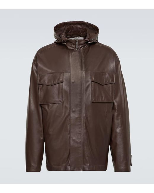 Tod's Brown Leather Jacket for men