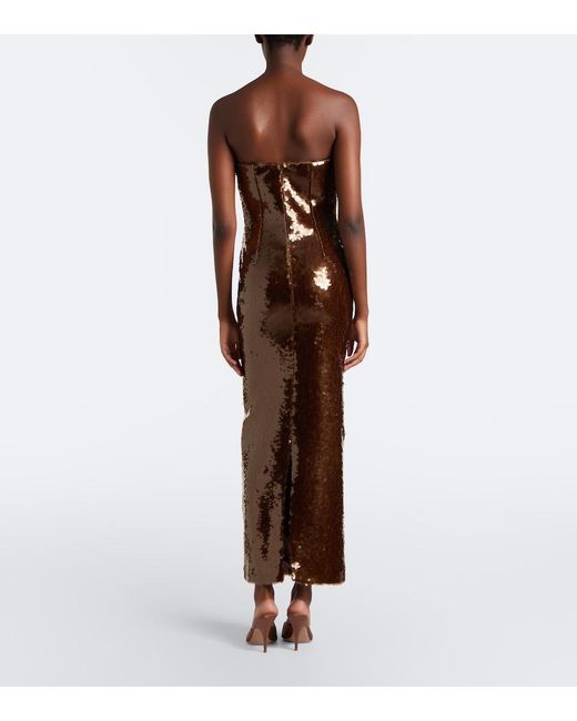 The New Arrivals Ilkyaz Ozel Brown Pulse Sequined Bustier Dress