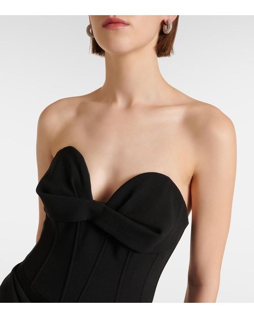 Magda Butrym Black Draped Wool-Blend Bustier Dress