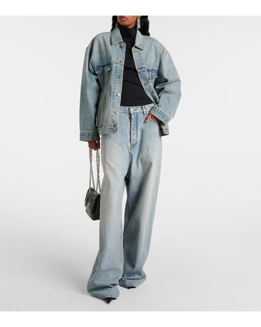 Balenciaga Blue Mid-Rise Wide-Leg Jeans
