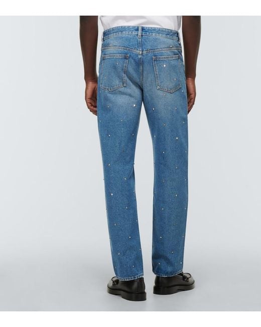 Valentino Blue Rockstud Spike Straight Jeans for men