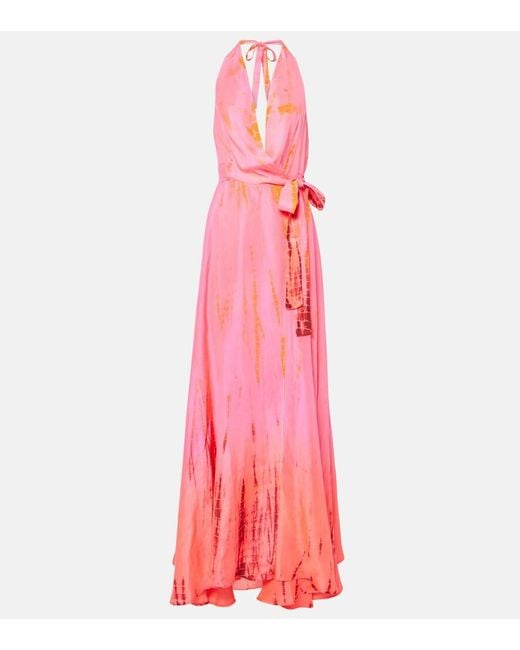 Anna Kosturova Pink Silk Maxi Dress