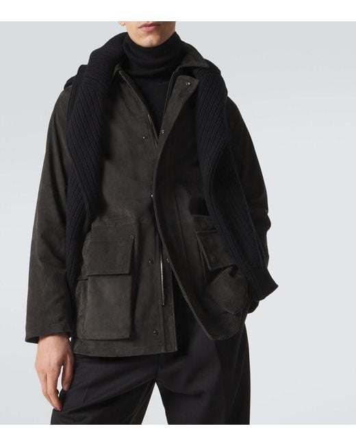 Saman Amel Black City Suede Jacket for men