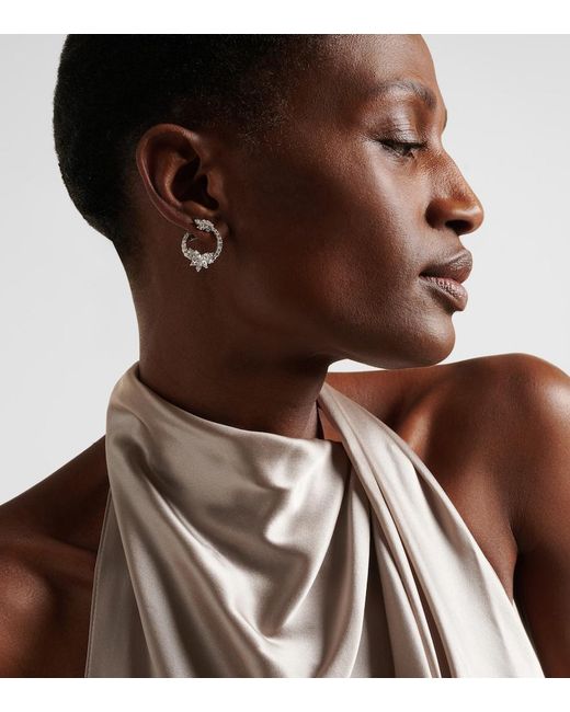 YEPREM White Y-Not 18Kt Hoop Earrings With Diamonds