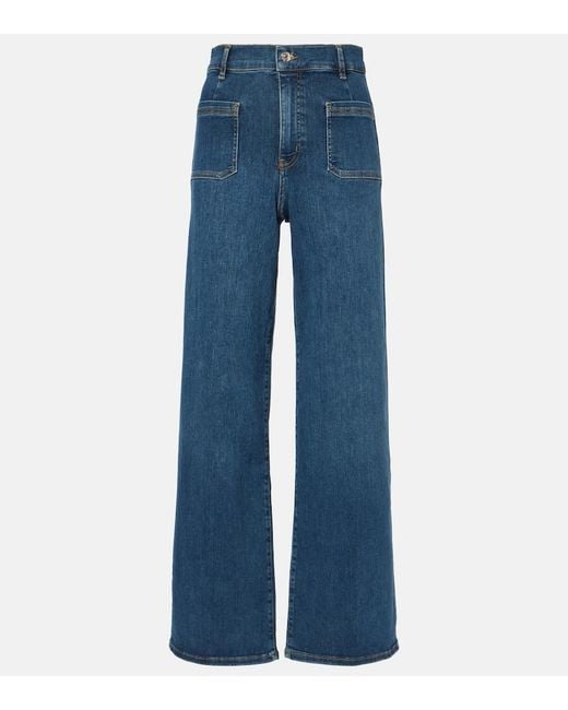 FRAME Blue Le Slim Palazzo High-Rise Wide-Leg Jeans