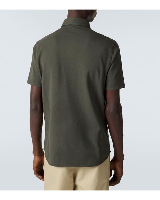 Loro Piana Green Brenna Cotton Pique Polo Shirt for men