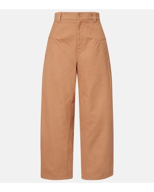Chloé Brown Cropped Barrel-Leg Pants