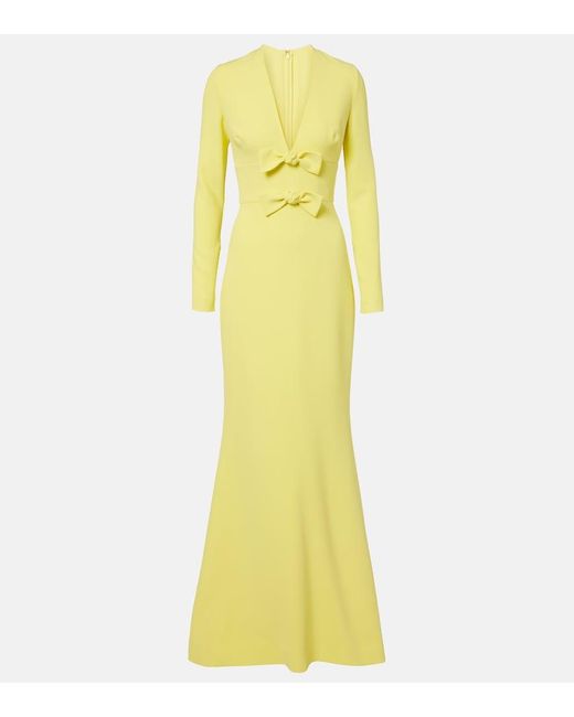 Elie Saab Yellow Bow-Detail Cady Gown