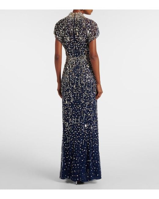 Jenny Packham Blue Sylvie Embellished Gown